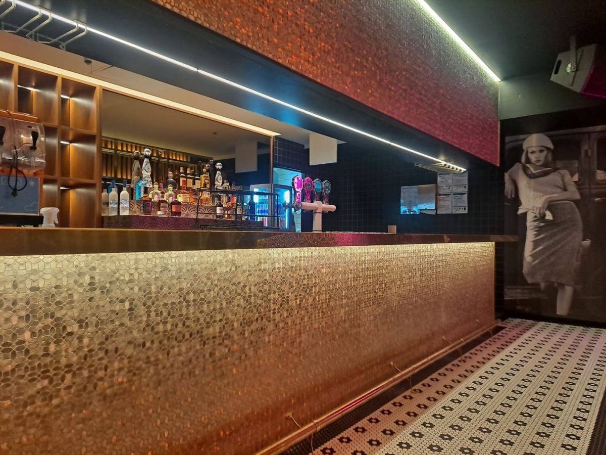 The gold-tiled Follies bar
